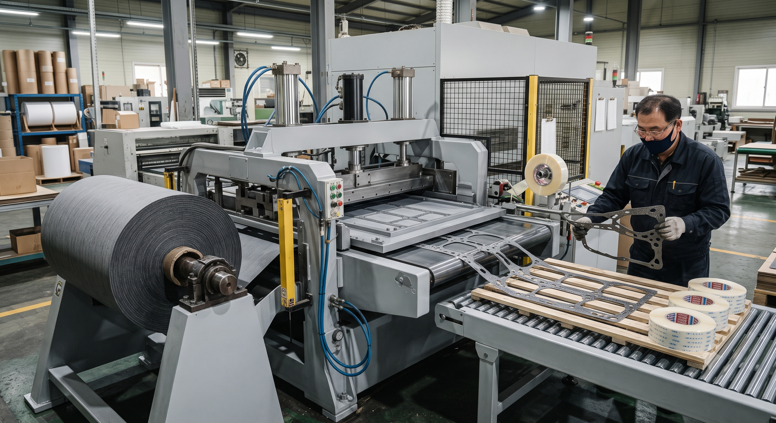 High-speed industrial die-cutting system in operation