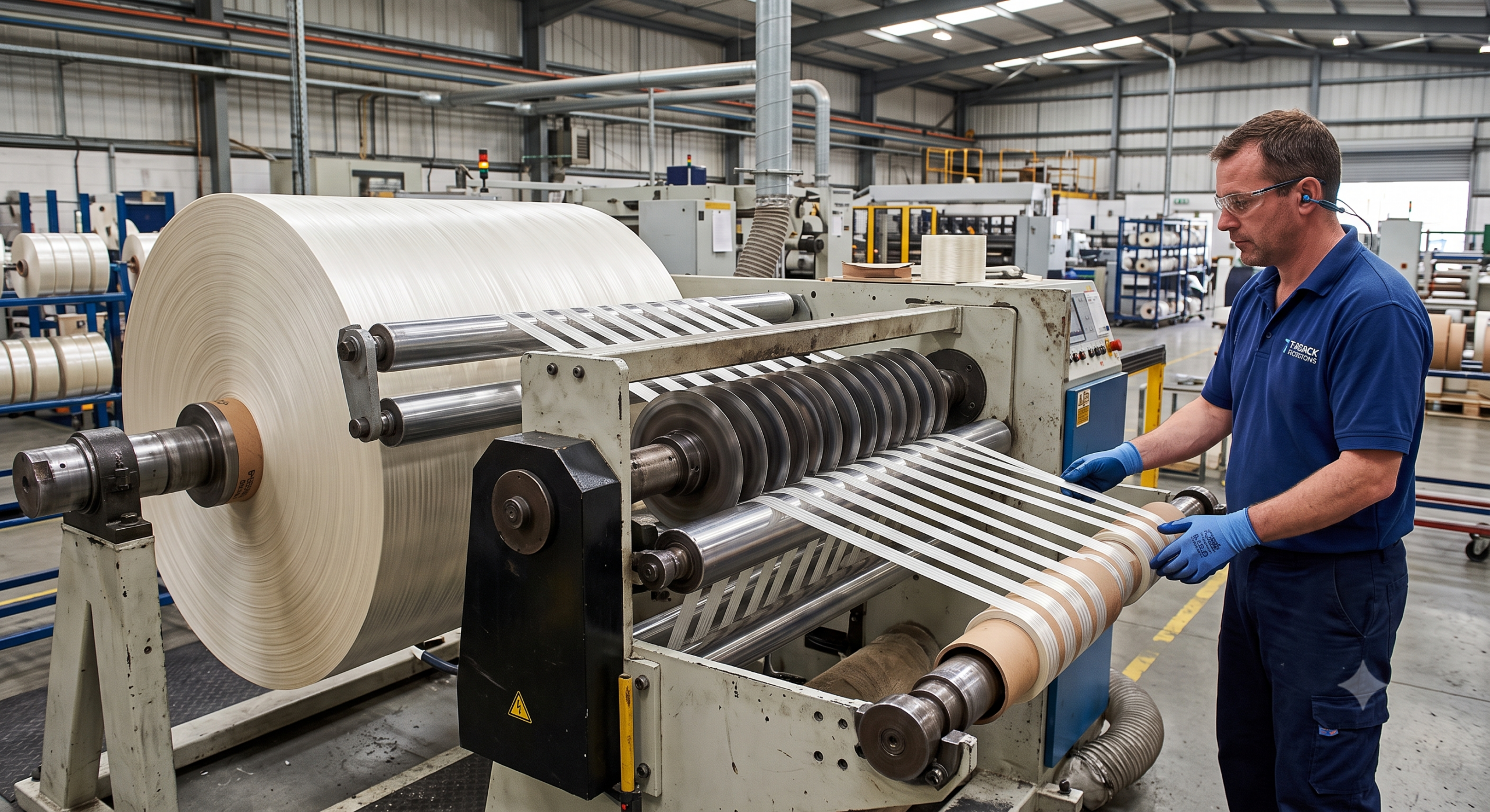 Precision lathe slitter processing industrial film rolls